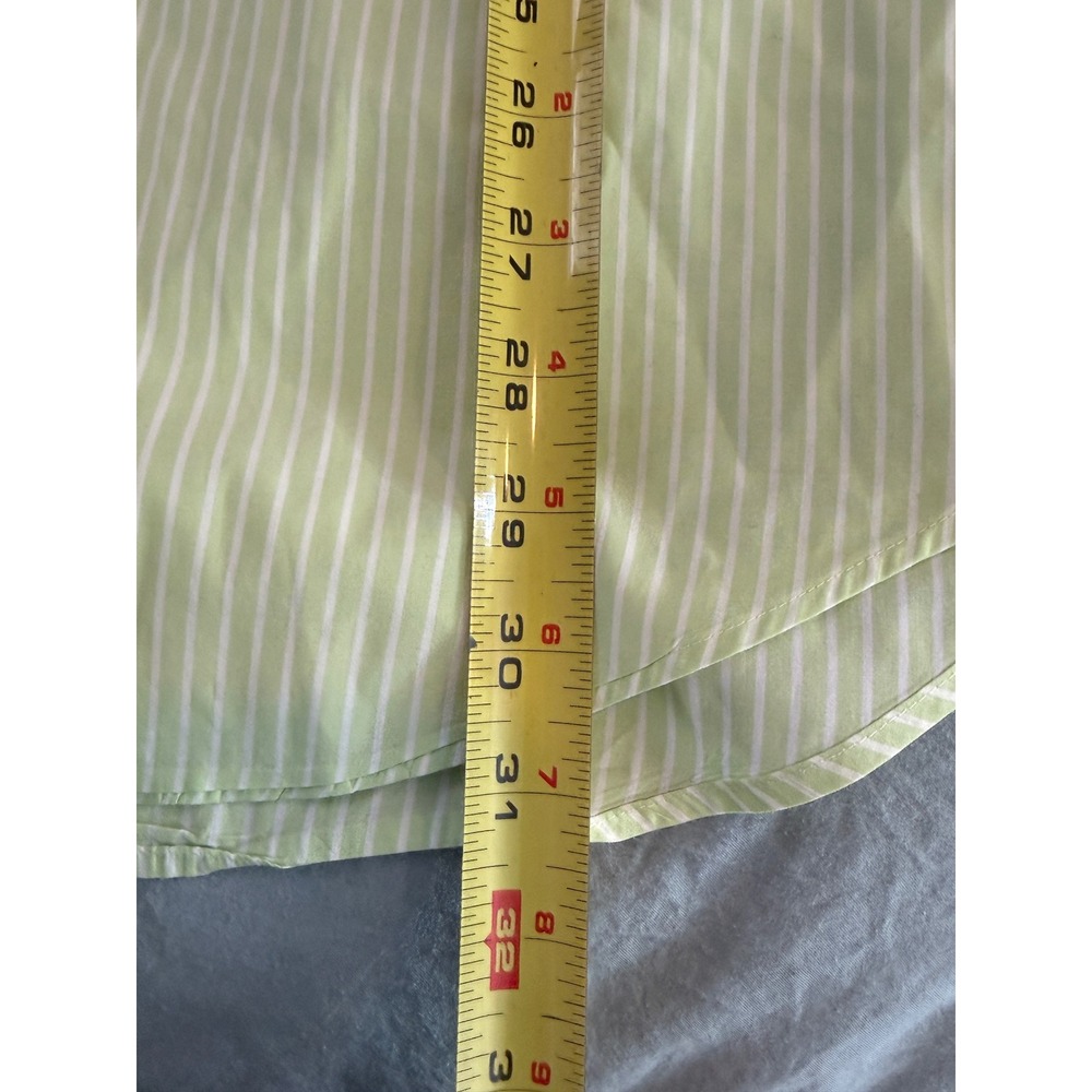 Peter Millar Mens Lime‎ Green White Striped Button Down Shirt Large Cotton L - Picture 6 of 6